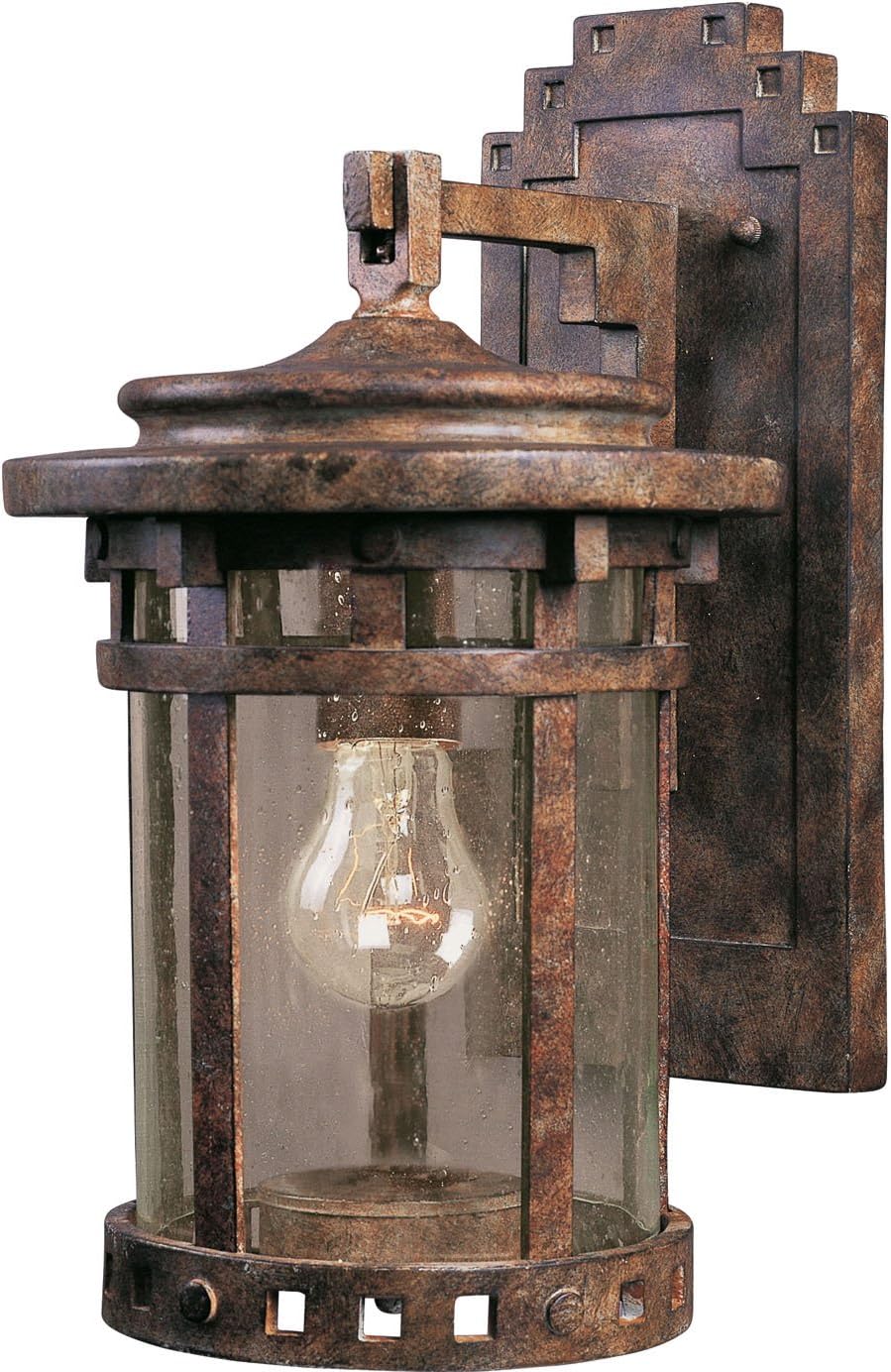 Maxim Santa Barbara Dc 1 Light Outdoor Wall Lantern 10.25 Inch Tall with Sienna Finish and Seedy Glass