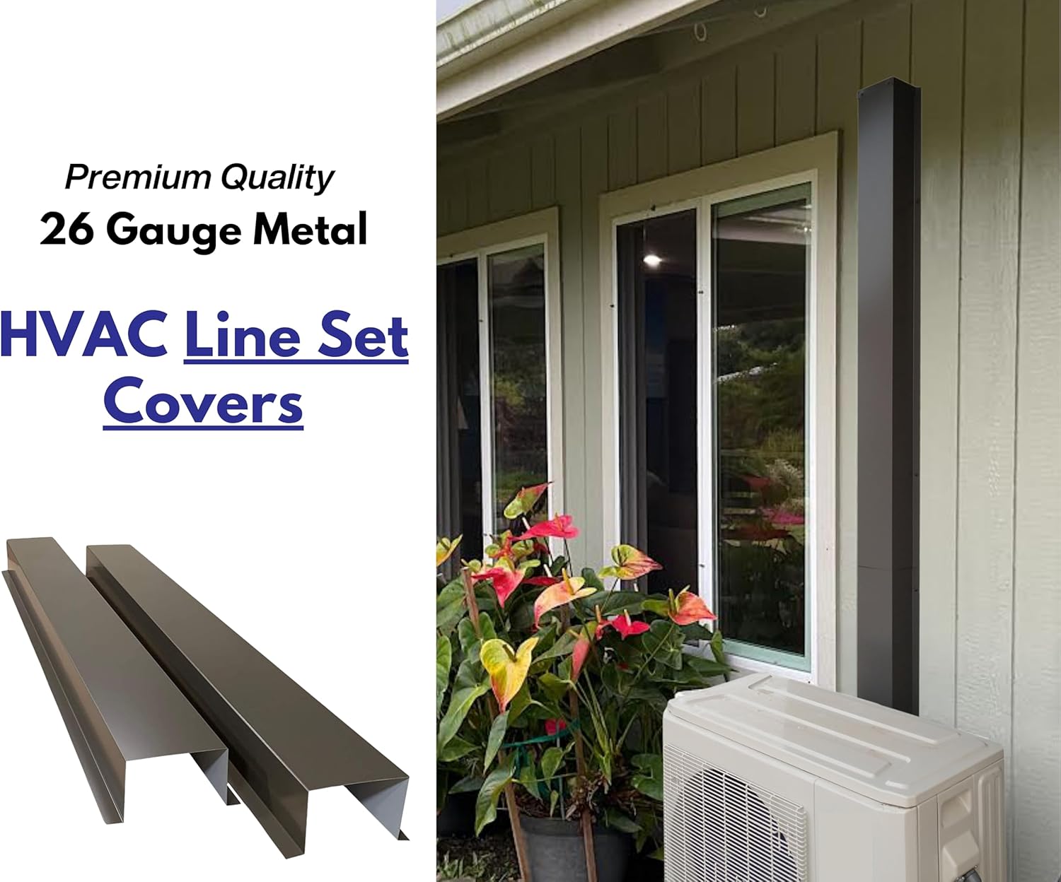 EAGLE 1 Metal Line Set Cover Kit for Mini Split and Central Air Conditioner & Heat Pump (Multiple Sizes and Colors) (4x4, Galvalume)