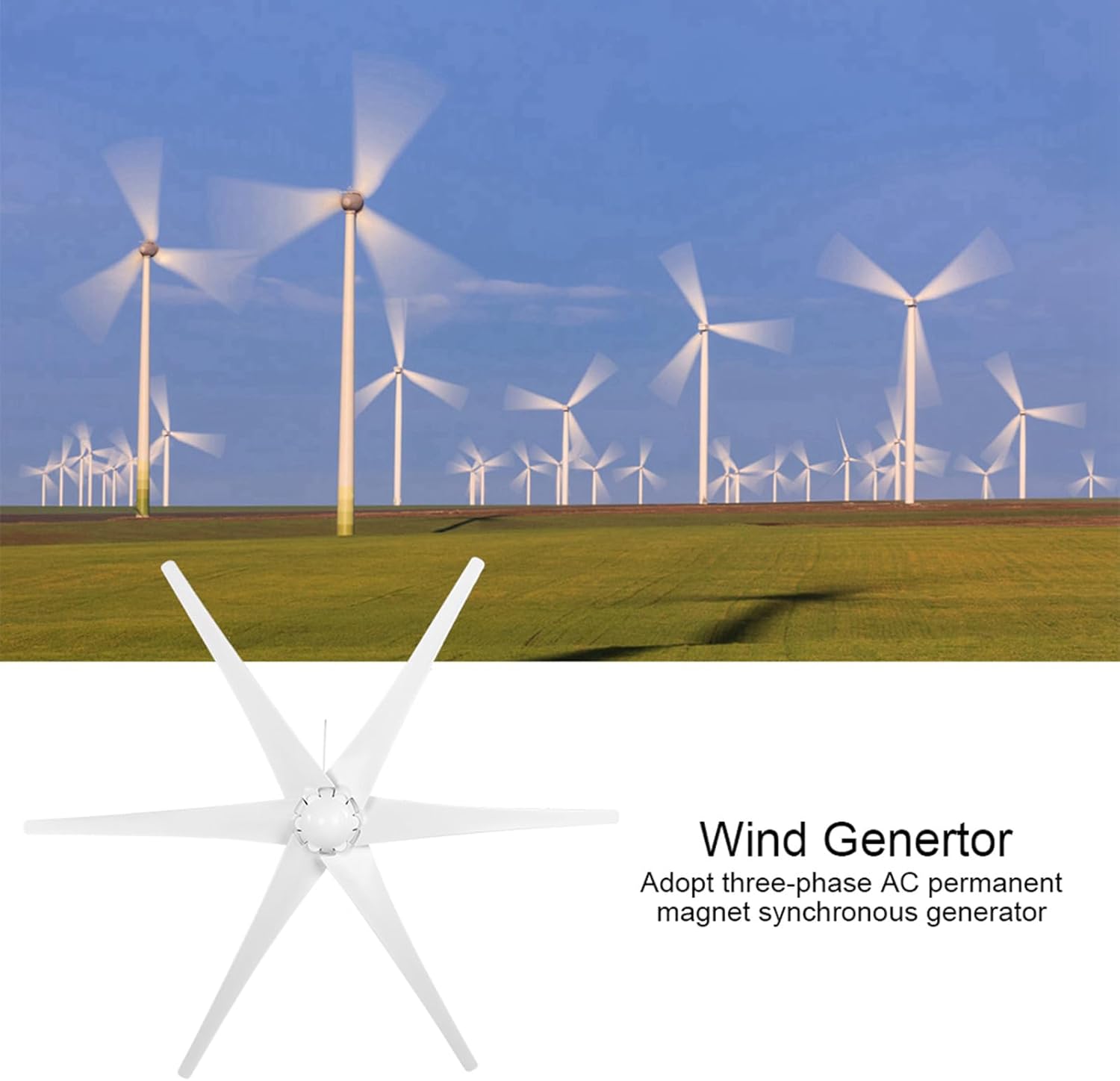 6-Blade Small Wind Turbine Generator 1600W 24V for Solar and Wind Hybrid Power Systems Industrial Grade Professional