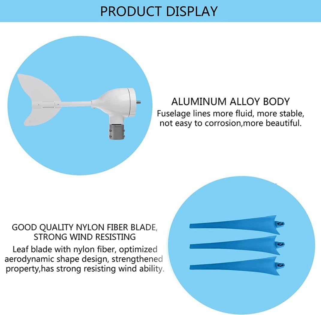 LiuSj JUnSt 10000W Wind Turbine Generator Kit, with Controlle 3 Blades Home Wind Turbines Kit for Home Camping(Blue)