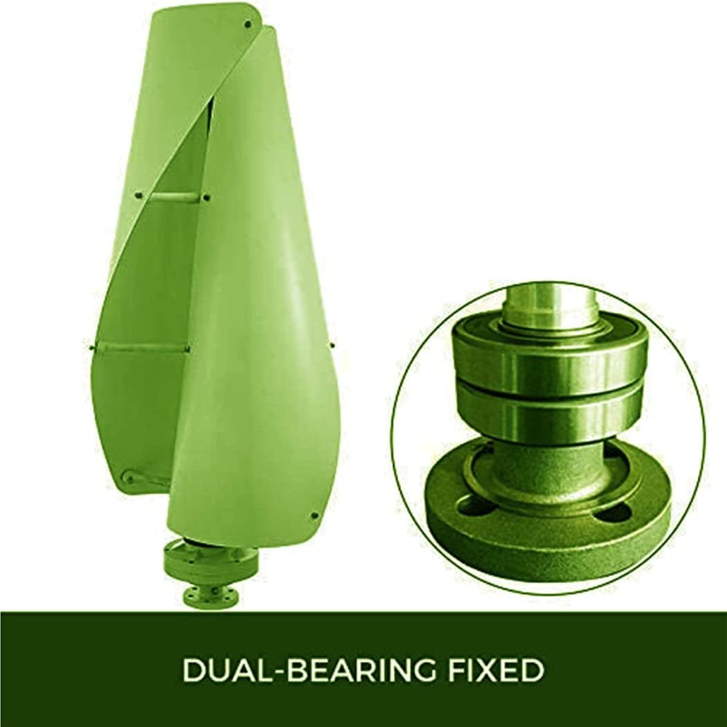 LiuSj JUnSt 12V-220V Vertical Axis Maglev Wind Generator, 12000W 2 Blades Low Speed Spiral Vertical Wind Turbine Power Generator with Controller (Green)