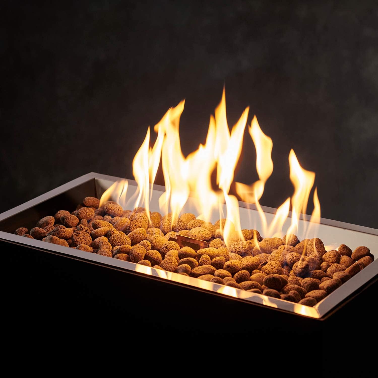 The Outdoor GreatRoom Company Linear Crystal Fire Plus Electronic Ignition Fire Pit Burner Kit (CFP1224DSILP), 12x24-Inches, Propane