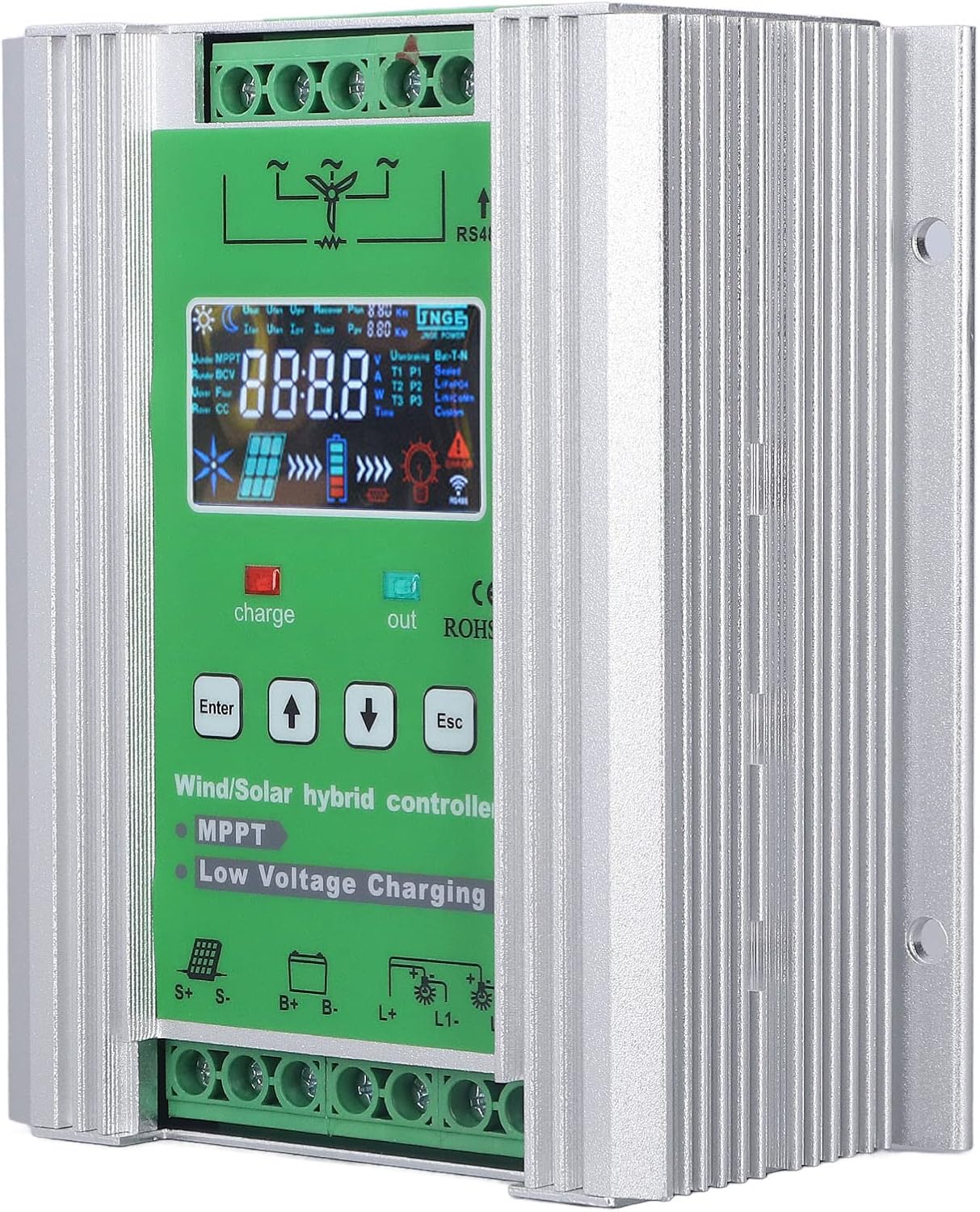 Wind Solar Hybrid Charge Controller High Efficiency 1000W Wind Solar Regulator Field Monitoring (DC12V/24V/48V)