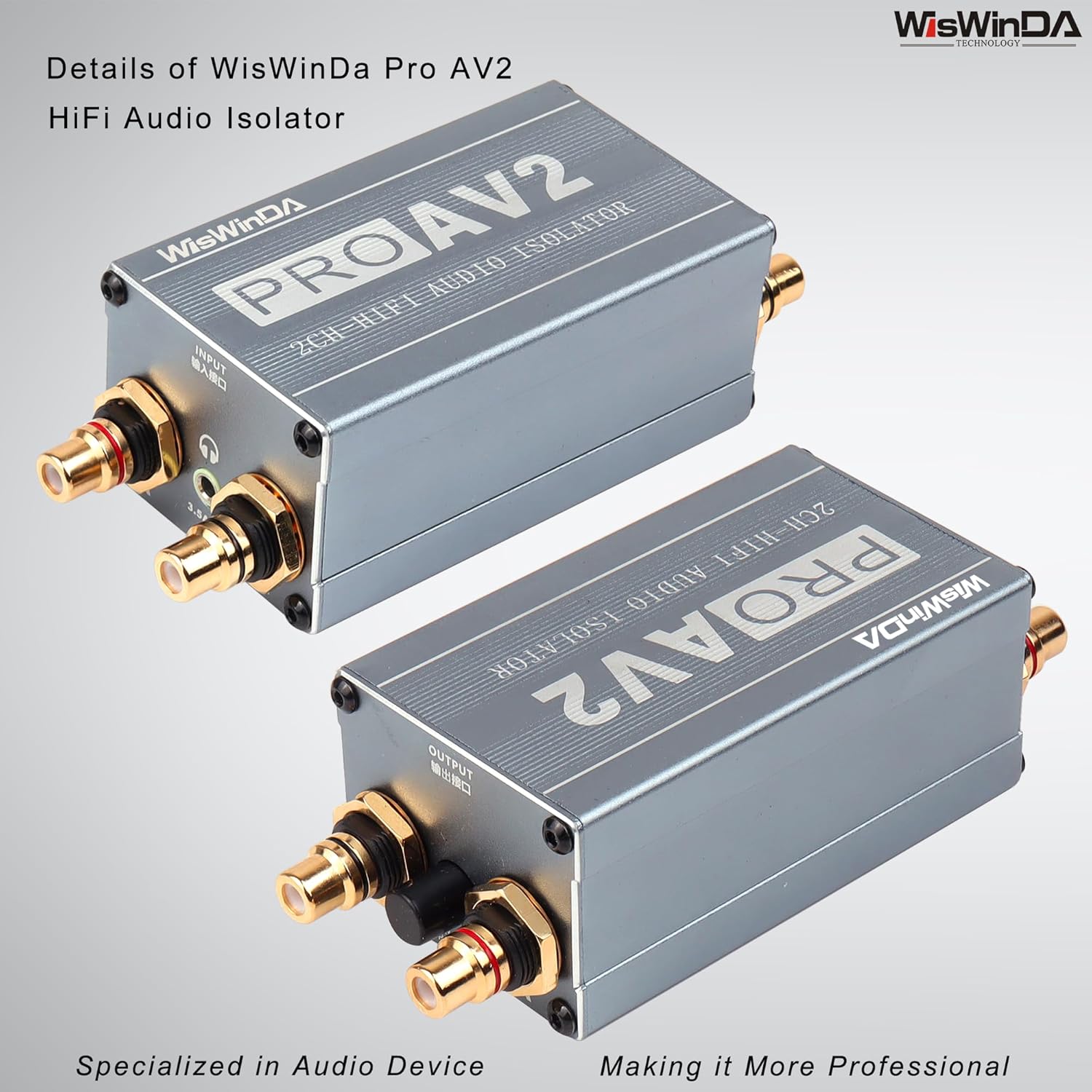 Pro 2Channels RCA Noise Filter Hum Eliminator Ground Loop Isolator (No Affect Bass) for HiFi Stereo Home Theater Car Audio Player (Silver-Gray (2CH HiFi Stereo RCA))