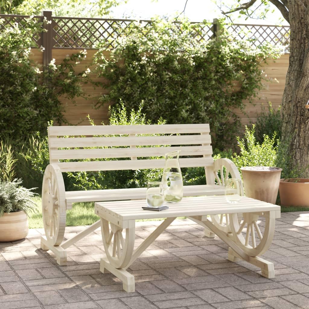 2 Piece Patio Lounge Set Solid Wood Fir Garden Furniture