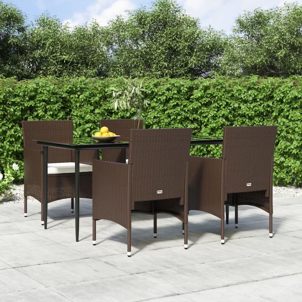 Patio Set 5 Piece Patio Dining Set with Cushions Brown and Black