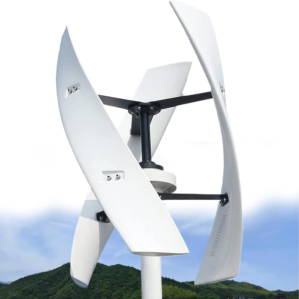 12V,﻿10000W 3 Blades12V-220V Noiseless Vertical Wind Turbine,Home Wind Turbine Set with MPPT Charge Controller Wind Turbine for Home Camping(White)