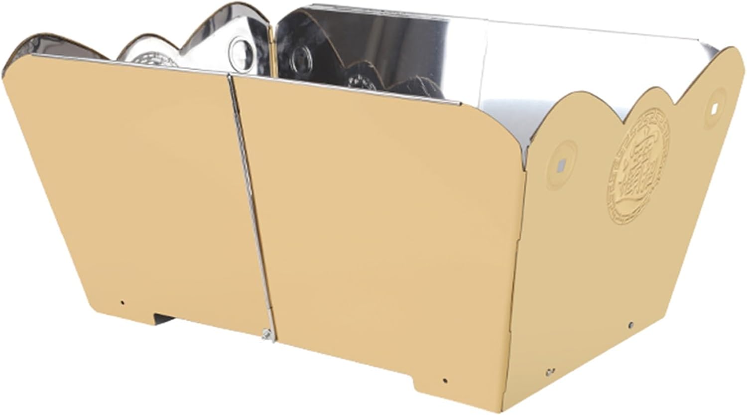 Burn Barrels for Outside for Burning Trash, Fire Pit, Foldable Metal Barrel for Ancestor Money Waste Garden Leaf Wood(Gold,Large)