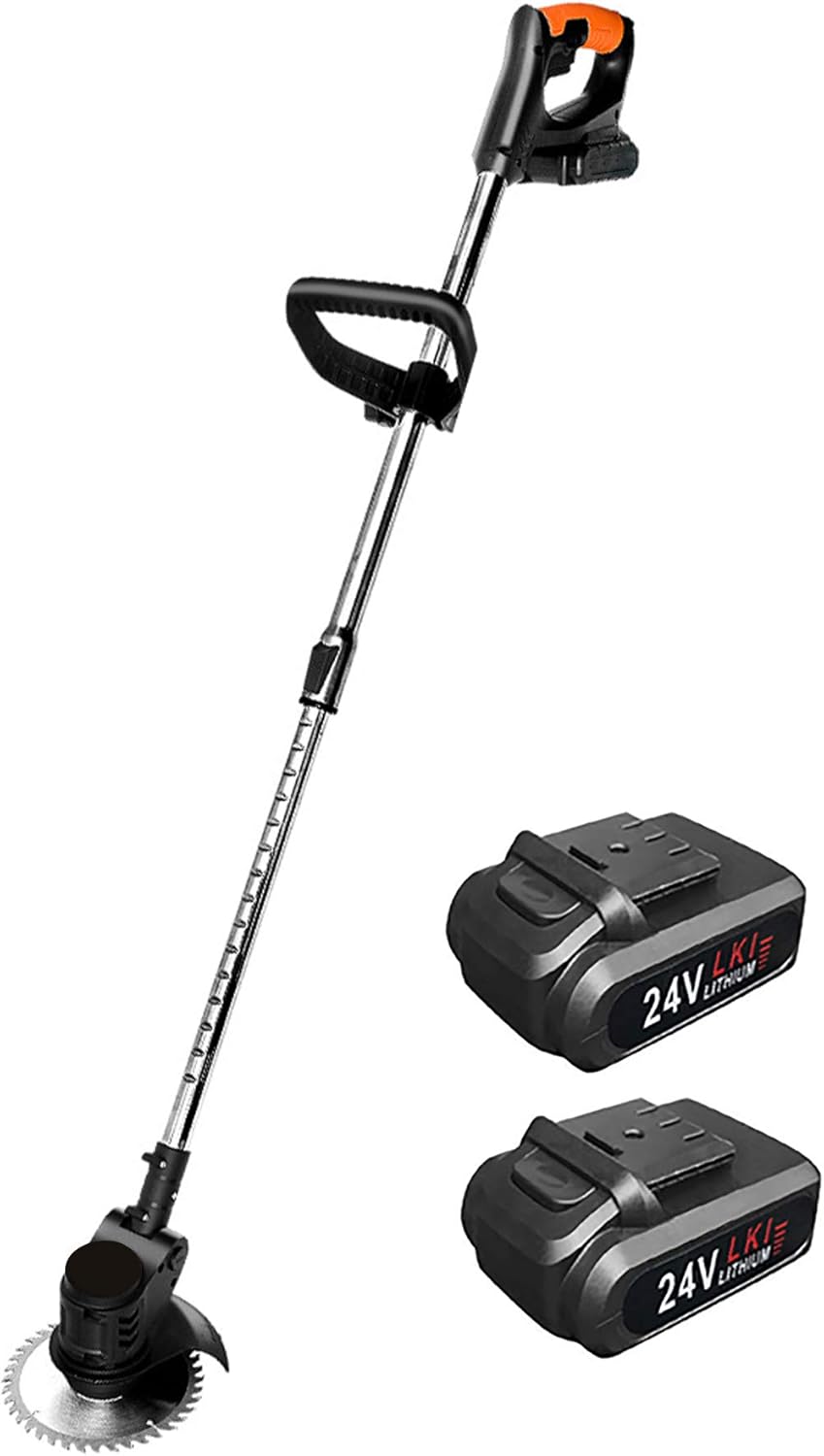 Cordless Brush Cutter Portable Electric Lawn Mower Lawn Trimmer Telescopic Grass Trimmer with Rechargeable Lithium Battery Garden Pruning Tool