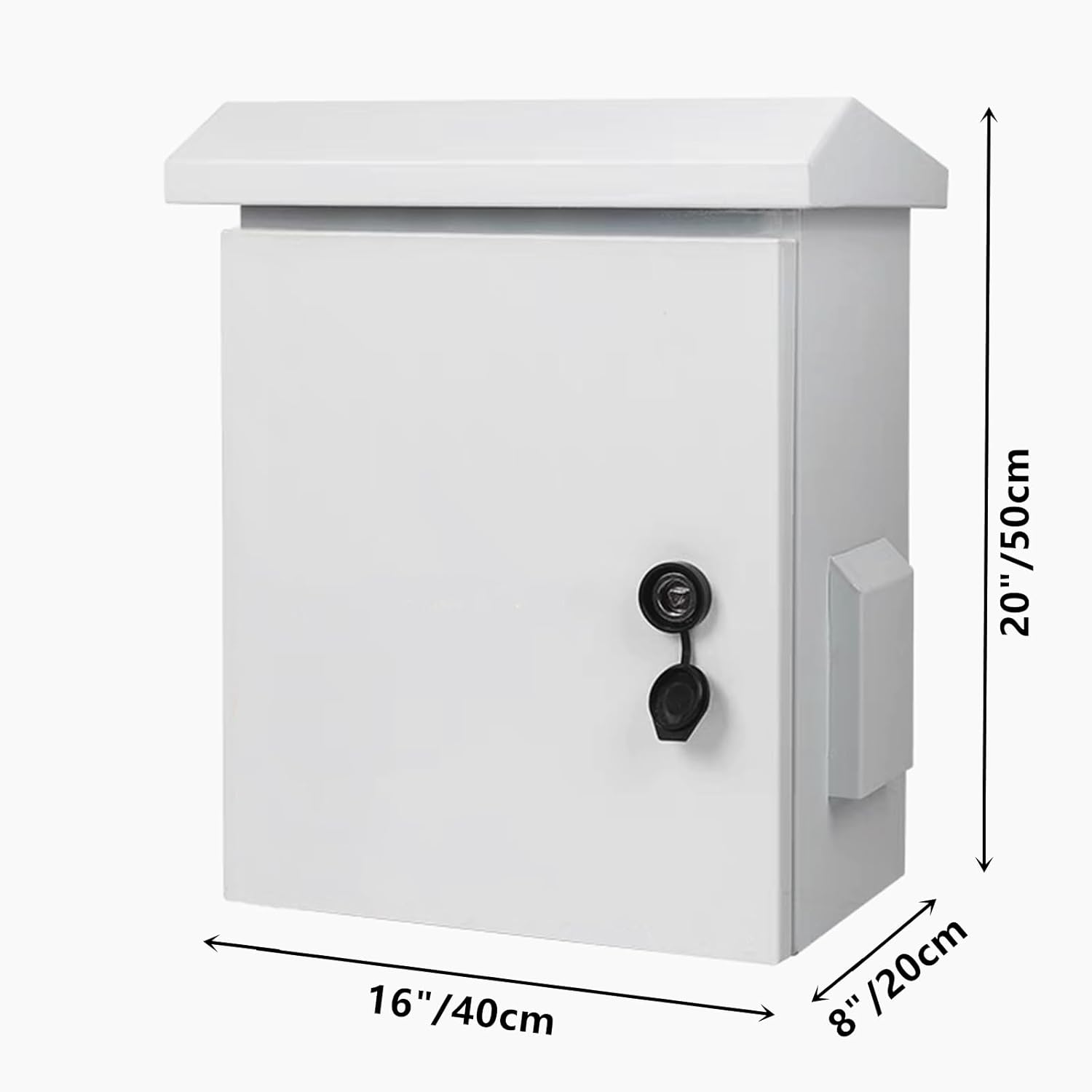 Outdoor Electrical Box with Cooling Fan 20'' x 16'' x 8'' Ventilation Design Electrical Enclosure Box IP65 Waterproof Electrical Cabinet Street Light Box with Wall Hanging and Pole Mounting Parts
