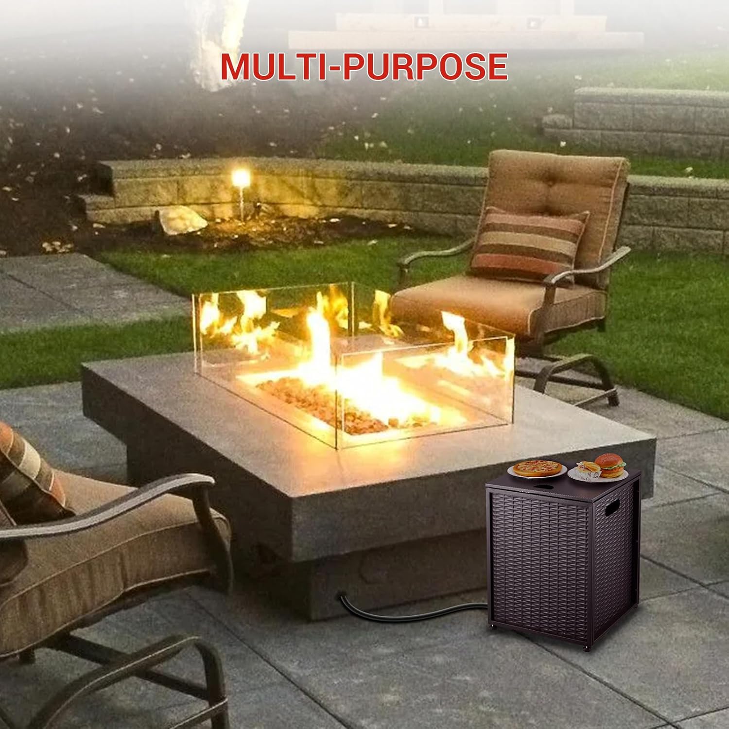 Outdoor Propane Tank Cover,Propane Tank Storage Box for 20Lb Tanks,Weatherproof Gas Tank Storage Side Table,Portable Design with Handles for Gas Fire Pits Grill, Griddle & Stoves