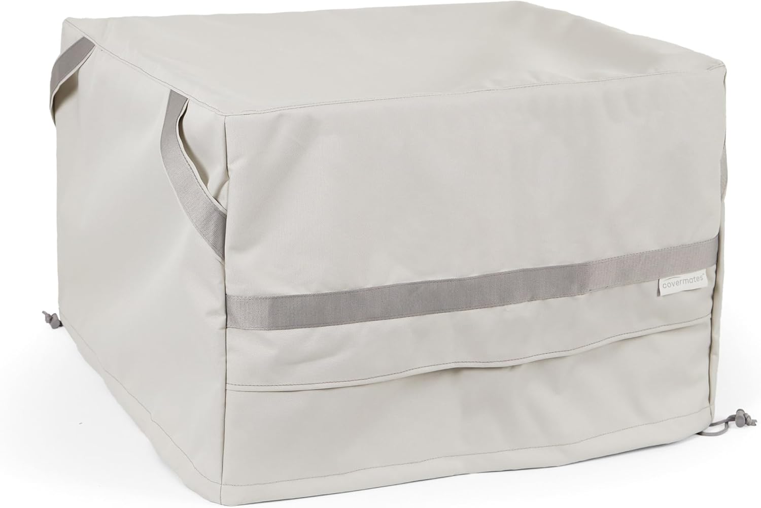 Covermates Prestige Square Fire Pit Cover – Heavy-Duty Water-Resistant Outdoor Patio Protection with 900D Polyester, Mesh Air Vents, Buckle Straps & Drawcord Hem, Square 52W x 52D x 25H, Stone