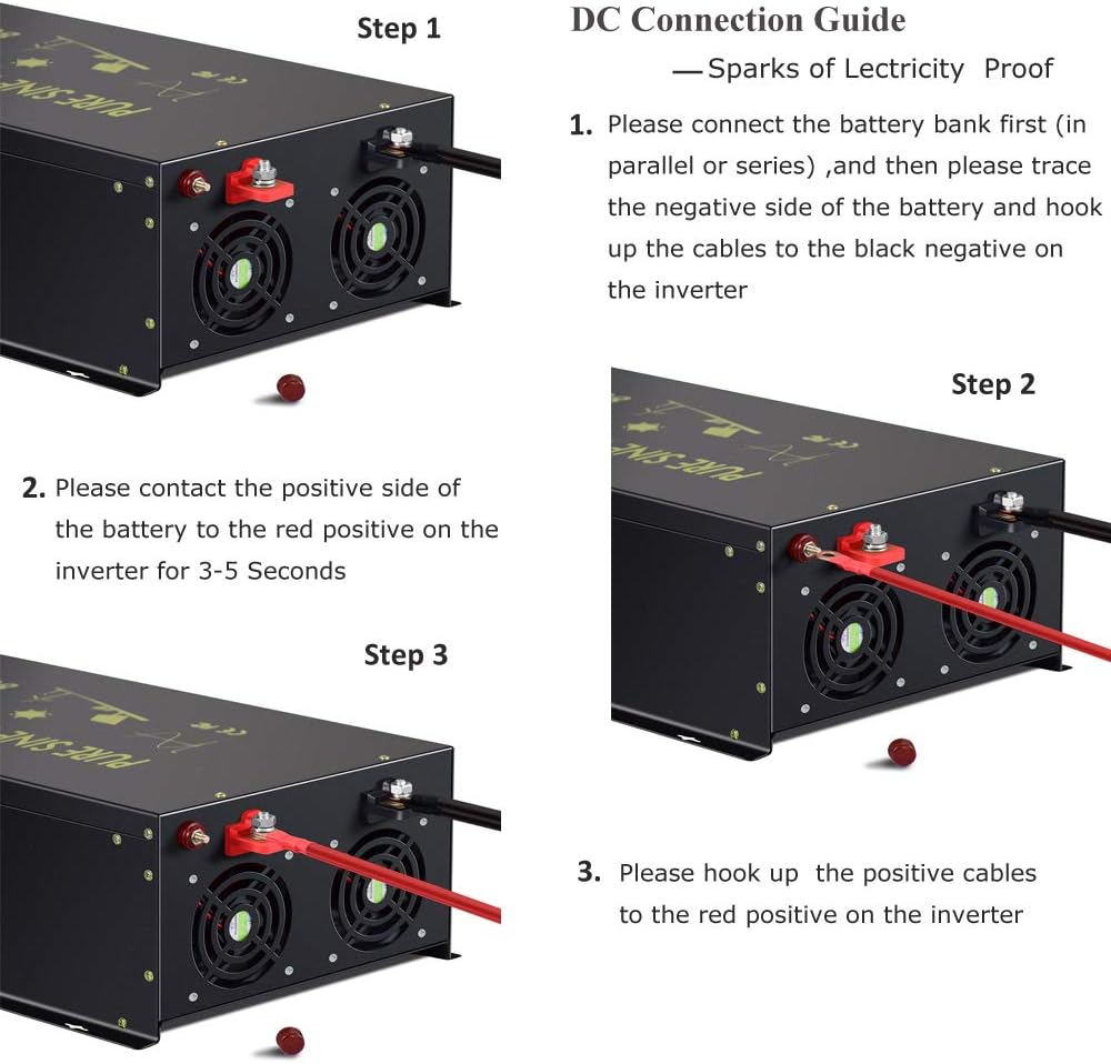 WZRELB Pure Sine Wave 5000W (10000W Surge) 24V Power Inverter DC to AC Power - Solar, RV (RBP-500024)