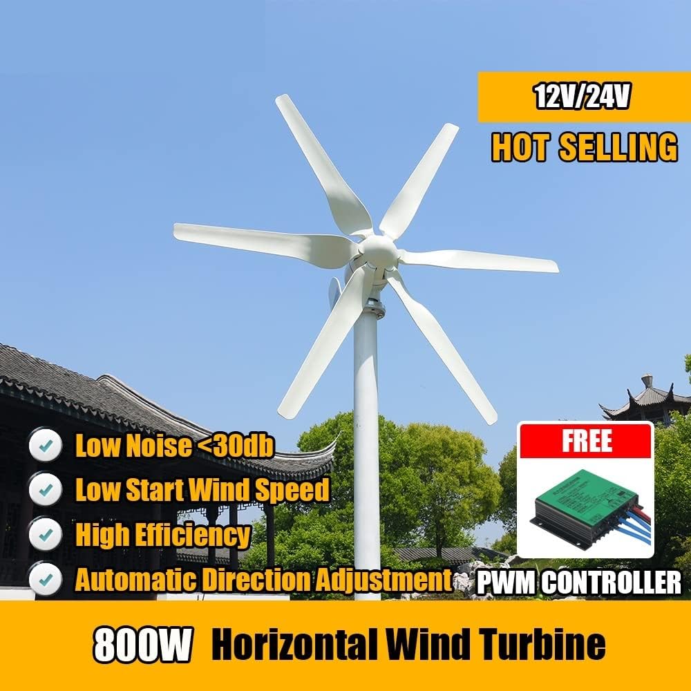 Wind Turbine Wind Turbine Generator 400w 600w 800w Free Energy Horizontal Windmill 3/5/6 Blades Wind Turbine Generator 12v 24v With Free Controller (Color : 6, Size : MPPT CONTROLLE_24V)
