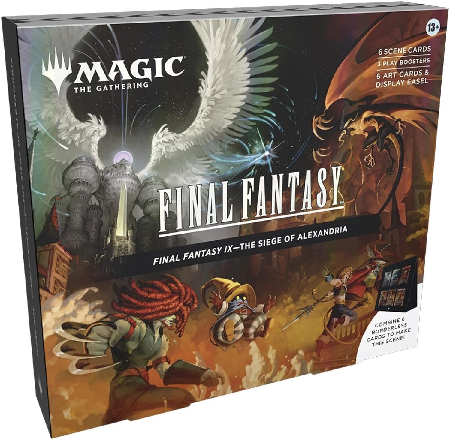 Magic: The Gathering - Final Fantasy IX Scene Box - The Siege of Alexandria | 6 Foil Borderless Scene Cards, 6 Art Cards, 3 Play Boosters + 1 Display Easel