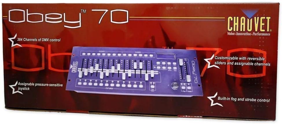 Chauvet DJ Obey 70 Universal Dmx 512 Controller With 384 Channels And Midi Compatibility + (6) Rockville DJ DMX3P10FT 10 foot DMX lighting 3 pin XLR Female to Male DMX Cables
