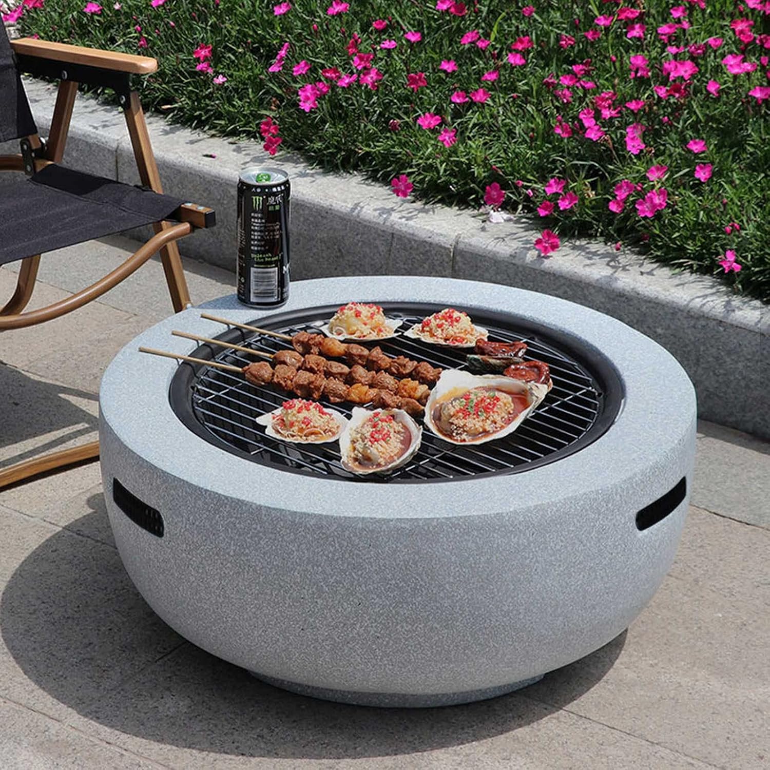 Fire Pit Outdoor Charcoal Round Fire Pit - Outdoor Garden Heaters Fireplace - Wood Burning - Barbecue Firepits for Outside Camping/Heating/Bonfire and Picnic