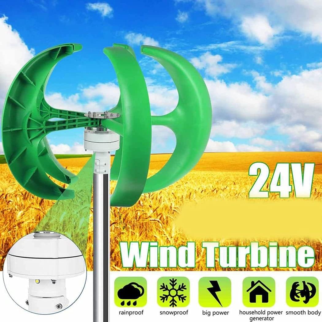 LiuSj JUnSt 12000W 12V 24V 48V AC Vertical Axis Wind Turbine Generator Kit, Lantern Wind Turbine Generator Kit Low Noise with Controller for Home(Green)