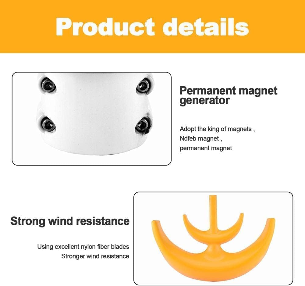 Wind Turbine Generator Kit, 8000W 5 Blade Wind Turbine Lantern Vertical Wind Generator Kit Electricity Producer Equipment (Yellow)