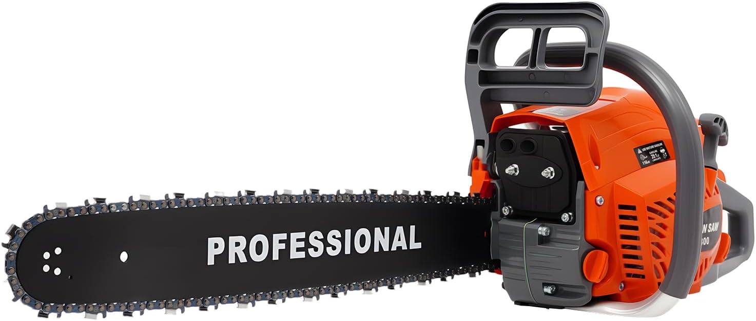 20 Inch Gas Chainsaw, 58CC Power Chain Saws, Gas Powered 2 Stroke Handed Petrol Gasoline Chain Saw for Cutting Wood Outdoor Garden Farm Home, Tree Wood Cutting