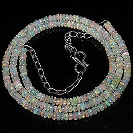 Natural Ethiopian Welo Fire Opal Rondelle Beads SIZE: 3 MM TO 4 MM NECKLACE LENGTH: 19
