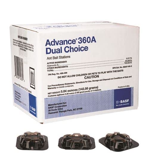BASF Advance 360A Dual Choice Ant Bait Stations with 2 Bait Matrices, Kills Pharaoh Ants, Argentine Ants & Household Ant, Targets Queen and Entire Colony, Use Indoor or Outdoor, 72 Pack