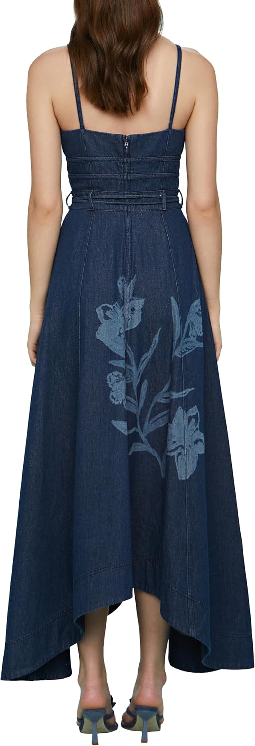 AMUR Women's Dana Printed Denim Midi Dress