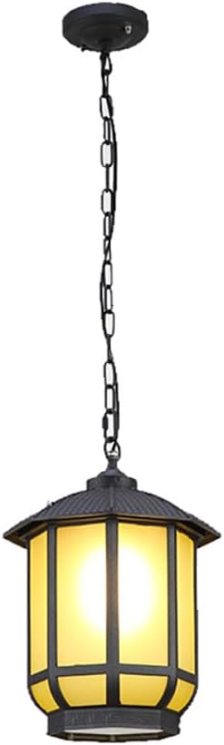 LED Single Head 7.87 Inch Hanging Lamp Black Lacquer Die-Cast Aluminum Decorative Pendant Light Simple Retro Outdoor Lighting Fixture for Eaves Corridor Aisle Gazebo Waterproof Chandeliers