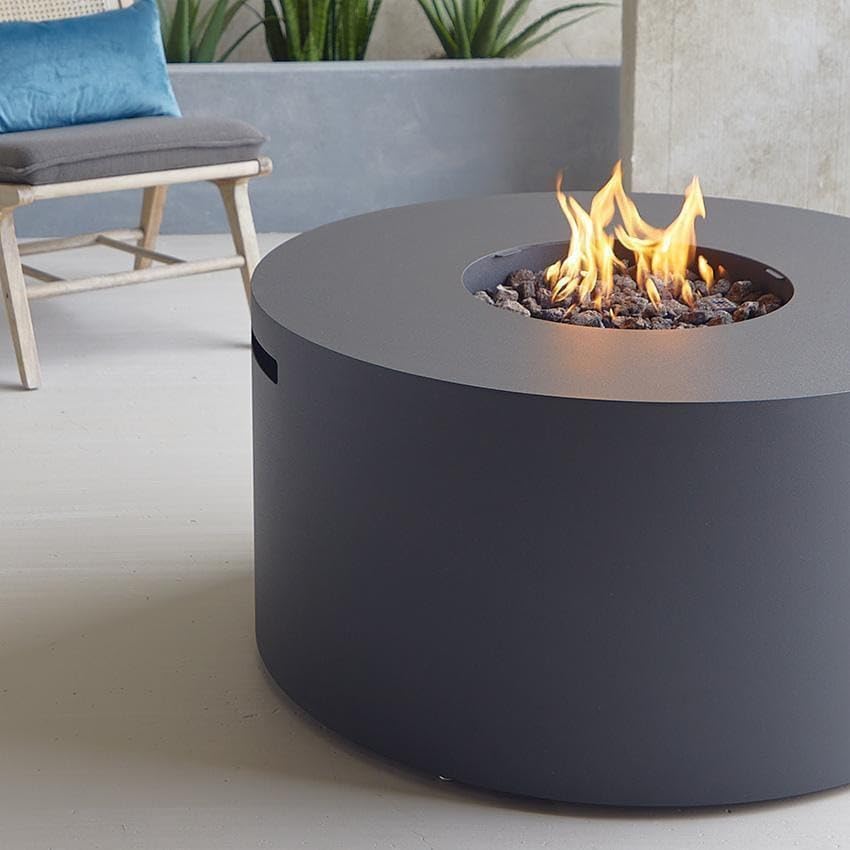 Covewood 41 Inch Round Aluminum Natural Gas Fire Pit Table in Black by Lakeview Outdoor Designs