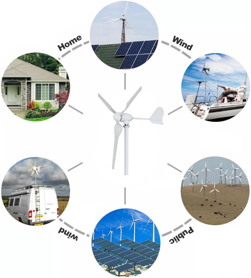 Wind Turbine Generator, Wind Turbine Generator 2000w 48V 24V 12V Wind Mill Wind Generat Kit Free Energy Altern With Mppt Controller For Home Use for Boats, Gazebos, Chalets, or Mobile Homes(Turbine On