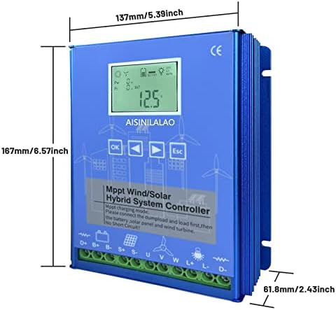 12000W Wind Solar Hybrid System - MPPT Charge Controller with Dump Load, Auto Regulator for 12V, 24V, 48V Wind Turbine Generator, Efficient Renewable Energy Solution