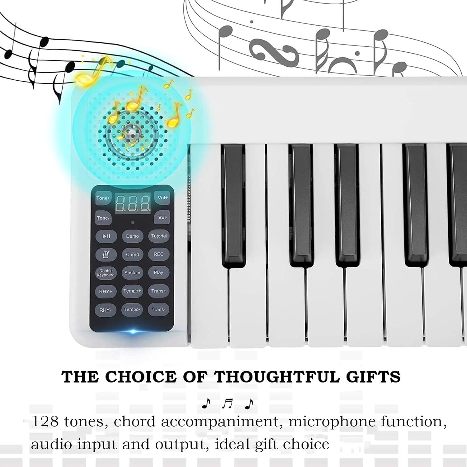 Folding Piano Keyboard 88 Keys, Touch-Sensitive Electric Piano, Portable Travel Piano, Rechargeable, Bluetooth & MIDI Support for Beginners (White)