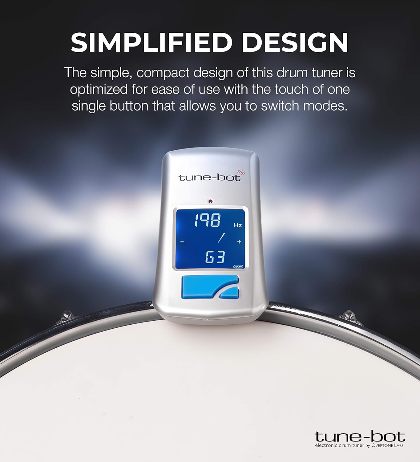 Gig Clip-On Digital Drum Tuner with Backlit LCD Display for Acoustic Drums