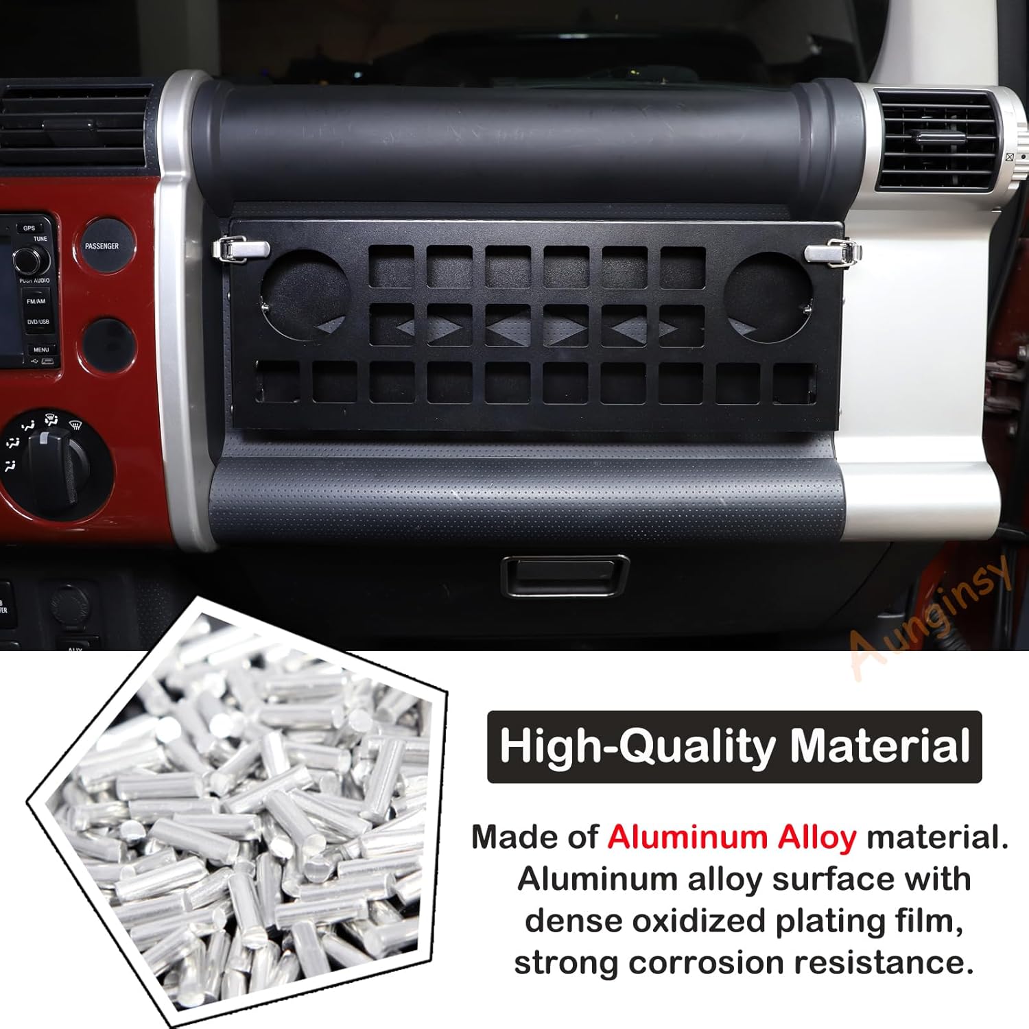 Car Passenger Foldable Storage Tray Organizer Fit Toyot@a FJ Cruiser 2007-2024 Aluminum Car Center Console Co-Pilot Multifunctional Storage Organizer Tray Rack Mount Bracket Expansion Accessories