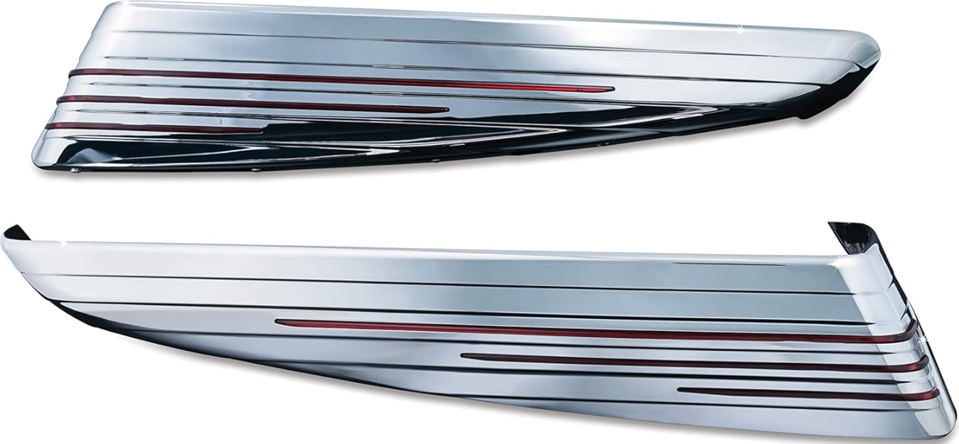 Kuryakyn 7292 Motorcycle Lighting Accent Accessory: LED Saddlebag Extensions with Red Lenses for 2014-19 Harley-Davidson Motorcycles, Chrome, 1 Pair