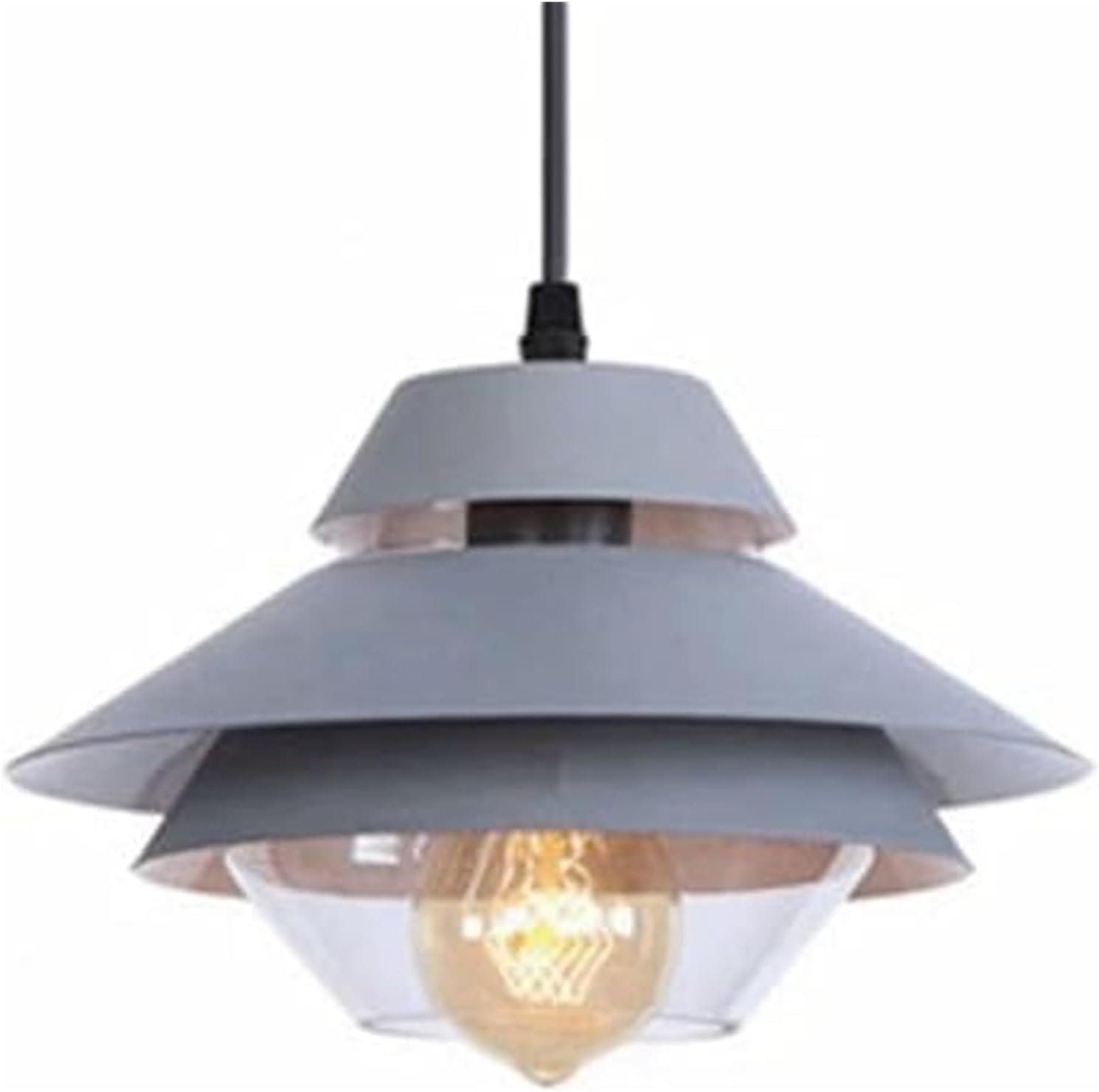 Pendant Lamp Nordic Creative Hanging Light,E27 Light Source Chandelier,Creative Multilayer Metal Glass Pendant Lamp,Coffee House Bedroom Clothing Shop Decorative Lighting Fixtures(Natural)