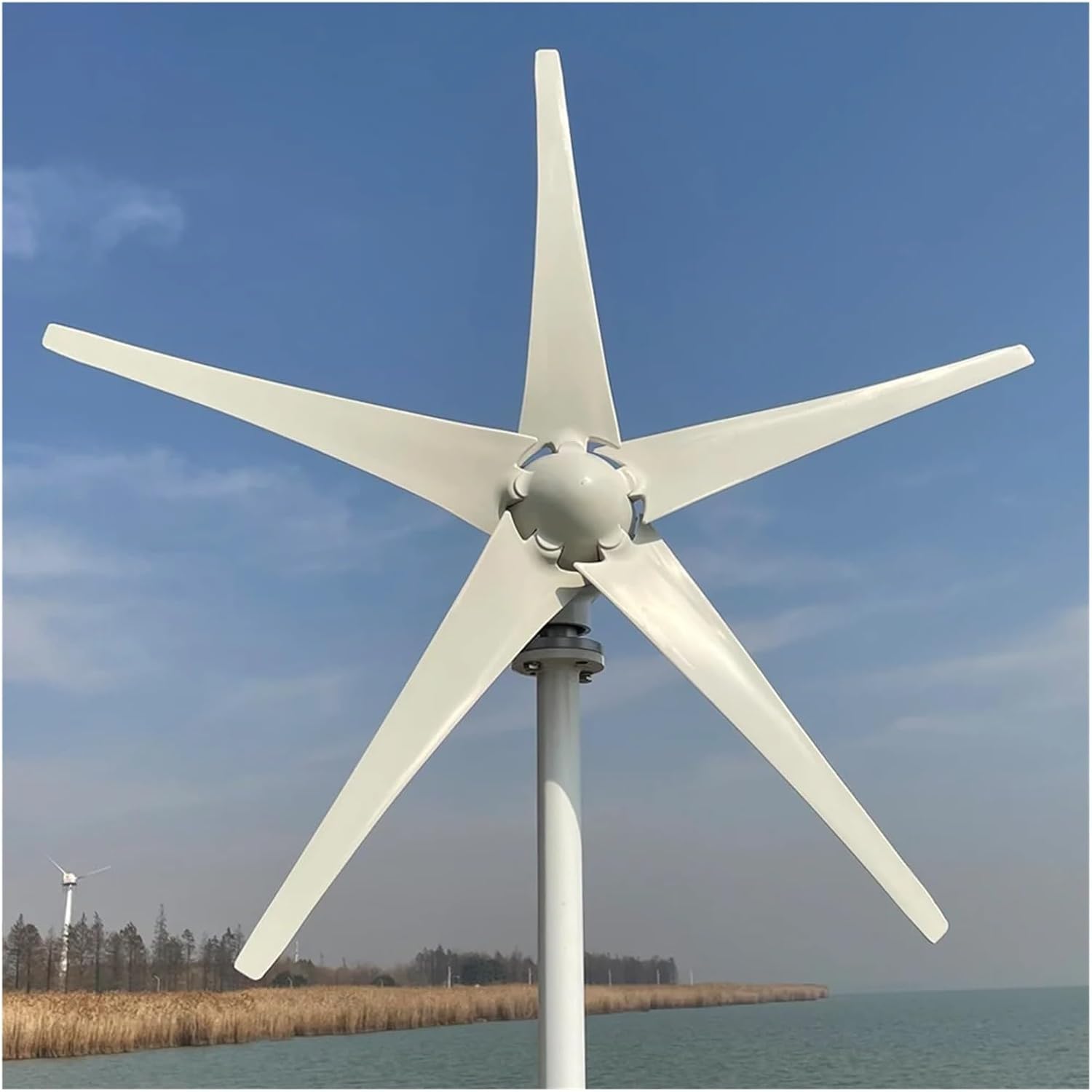 Wind Turbines, Small Windmill Turbine Electricity nerator Complete Kit 3kw 24v 48v 3 Blades Dynamo RV Yacht Farm Low Wind Speed Starting Wind Turbines(White_24V)