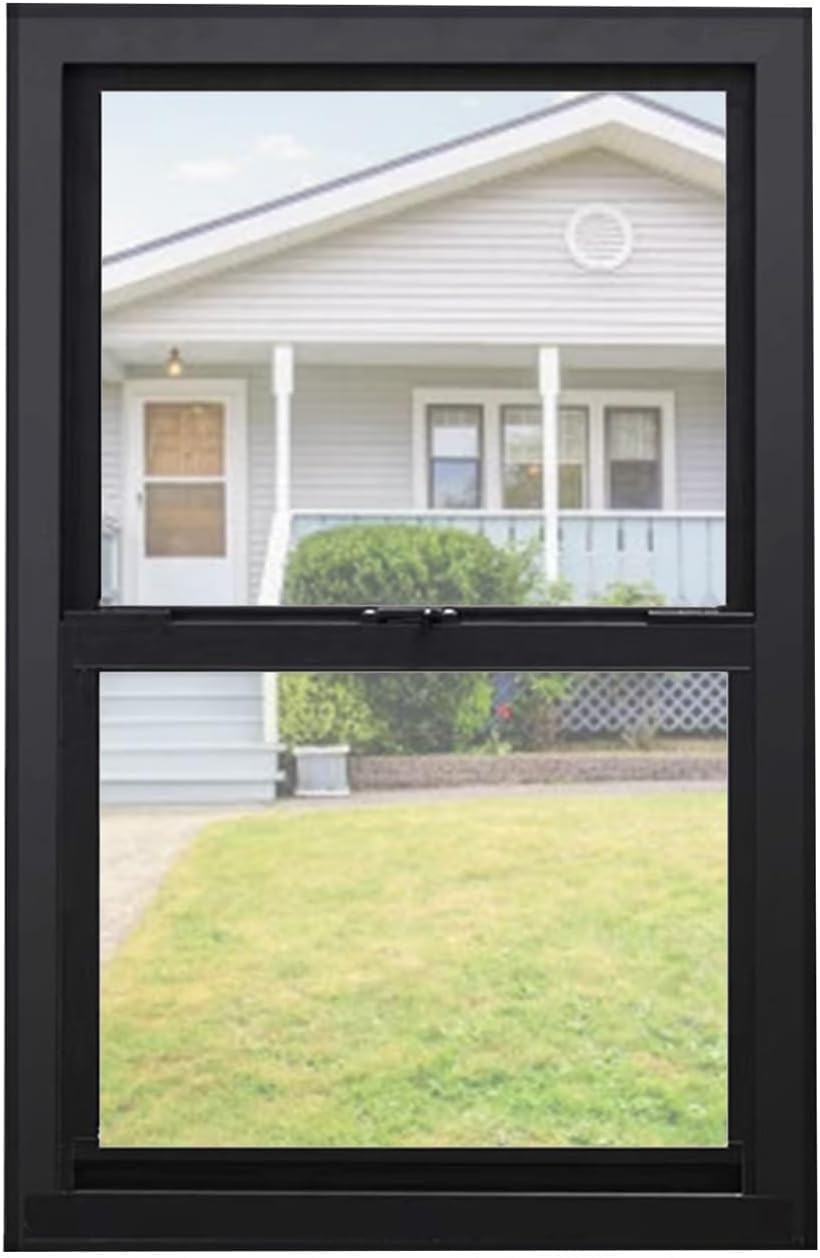 Shed Windows Flush Mount Aluminum Alloy Push-Pull Slide Sash Frame Tempered Glass Storage Shed for Kitchen Bathroom Cafes Replacement Easy to Clean(Size:WxH 18x37 in/45x93cm,Color:Black)