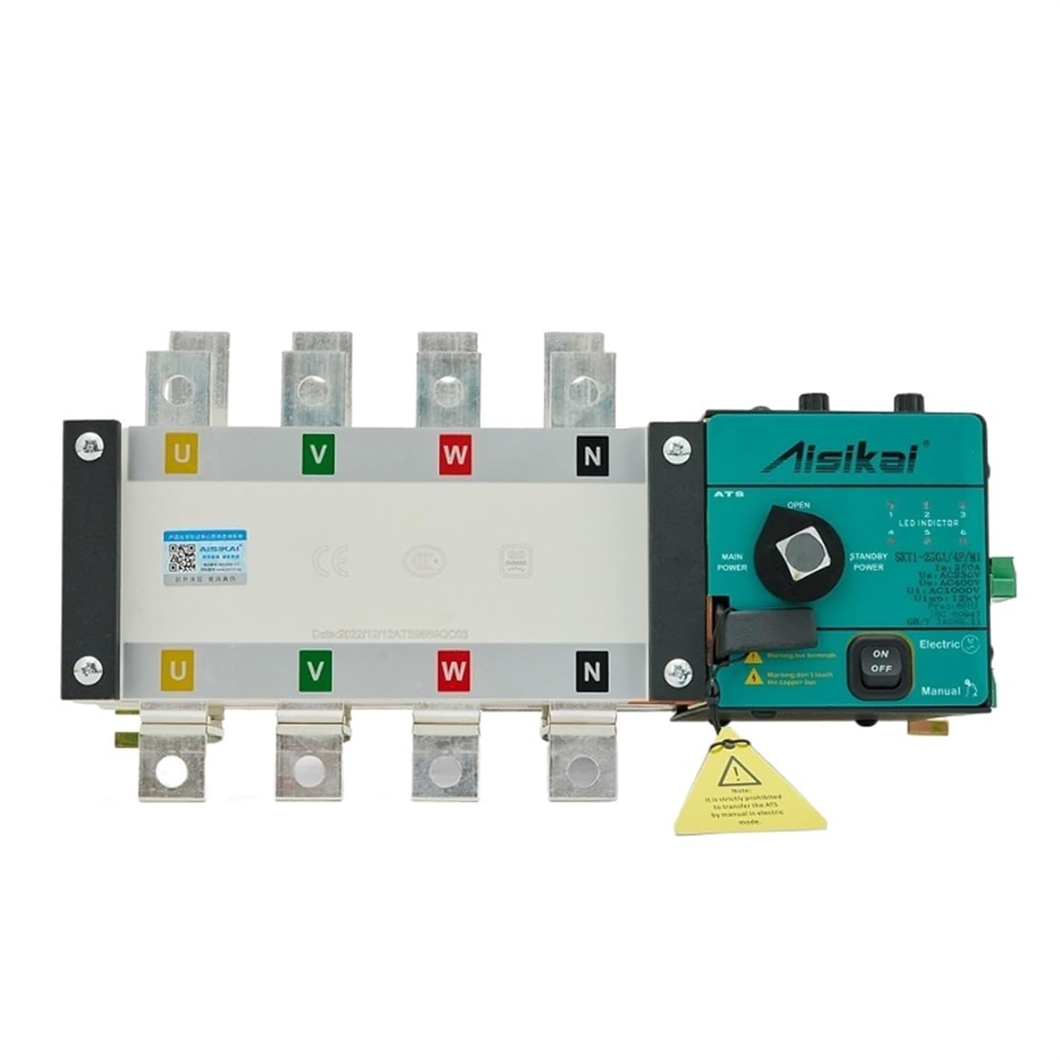 ATS 800A 4p Controller Automatic Transfer Switch Three Phase Smart Intelligent Dual Power Transfer Controller for Generator Set (Color : 1250A)
