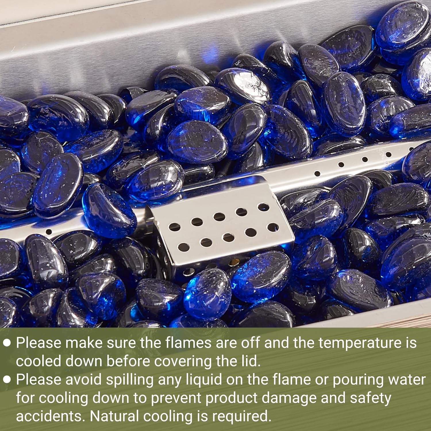 Fire Tables, Outdoor Fireplaces, 50,000 BTU Steel Gas Fire Pit Table with Lid, Glass Wind Guard and Blue Rock, Rectangle Rattan Coffee Table for Patio Deck Garden, CSA Certified