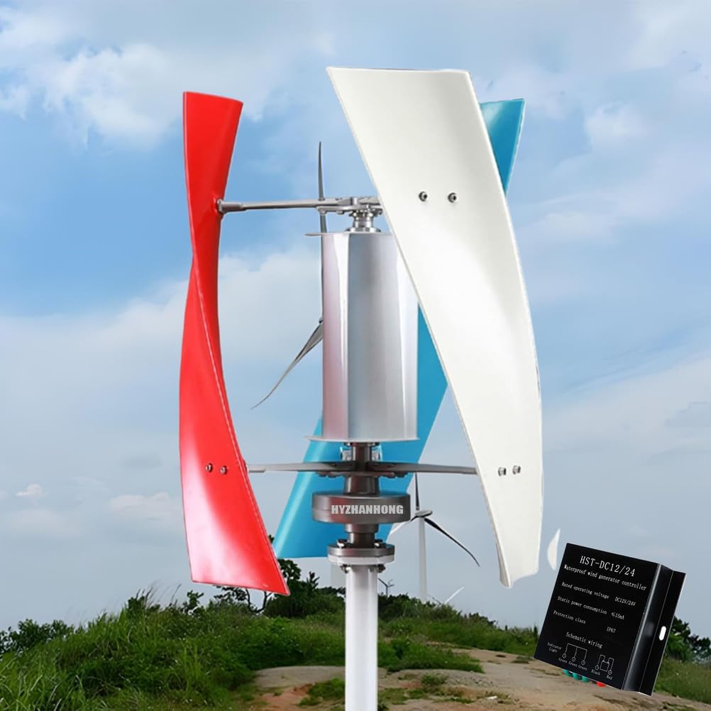 Vertical Noise Free Windmill Generator,5000W 12V 24V 48V 220V Wind Power Turbine Generatorkit W/Charge Controller Suitable for Outdoor Street Lighting,220V,12V