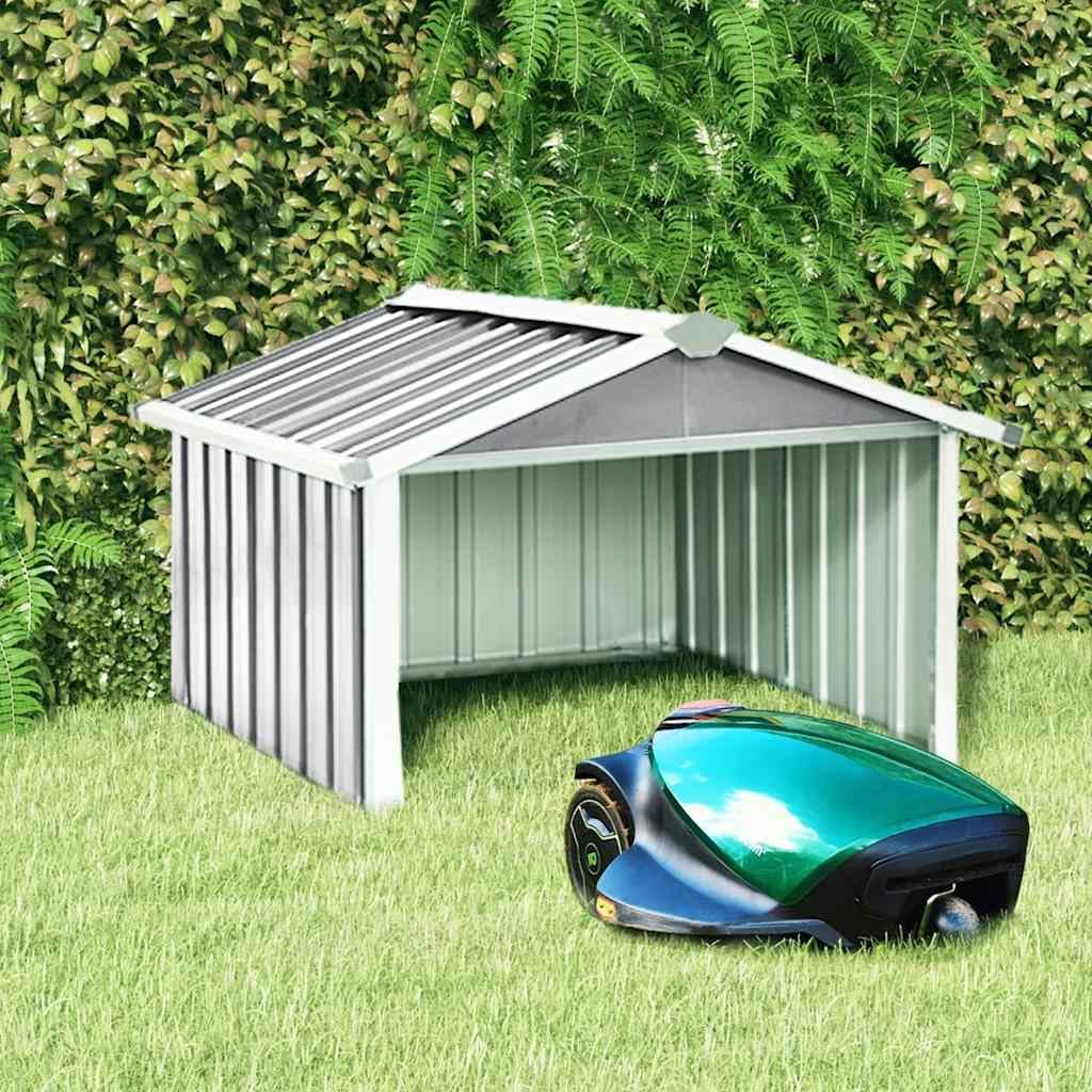 Garden Shed 92x92x63 cm verzinkter Stahl Small Tool Shed Outdoor Storage mit minimalistischem Grau für Rasenmäher Roboter Gartengeräte Balkon und Terrasse