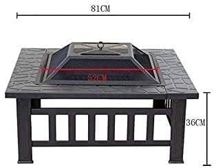 BBQ Grill Outdoor Fire Pits Outdoor Wood Burning 32in Outdoor Fire Pit Metal Square Firepit Wood Burning Backyard Patio Garden Beaches Camping Picnic Bonfire Stove with Cover BBQ Cookin