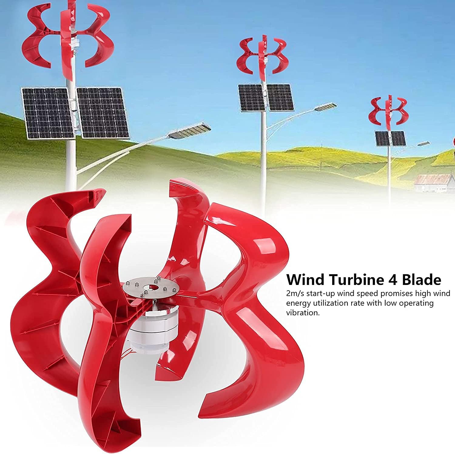 Wind Turbine 4000W 4 Blades Vertical Axis Wind Turbine Generator Permanent Magnet Generator Wind Turbine Kit