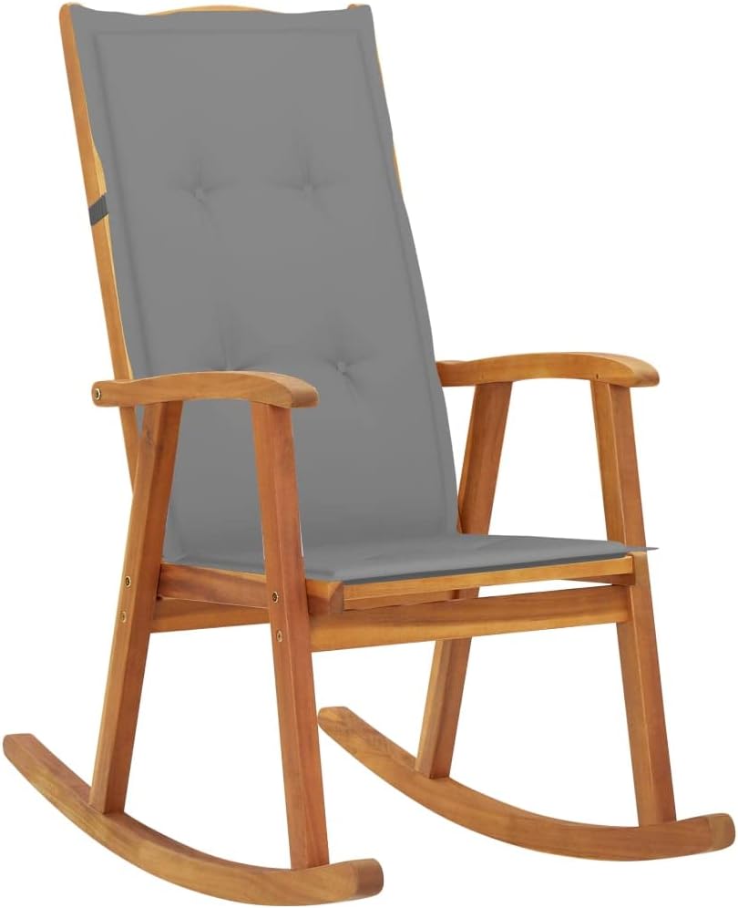 Patio Chair Rocking Chair with Cushions Solid Acacia Wood