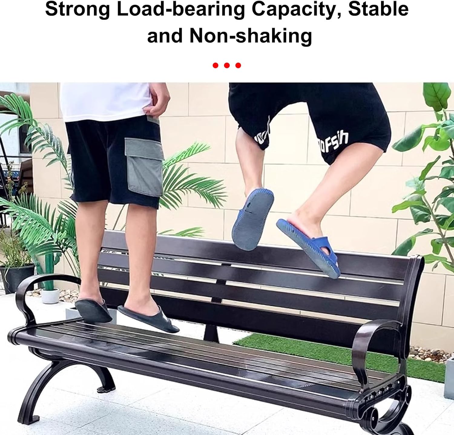 Outdoor Garden Bench, Outdoor Park Bench with Aluminum Alloy Frame, Easy Maintenance, for Garden Lawn Porch Park BackyardGarden Bench(Natural Color,180cm)