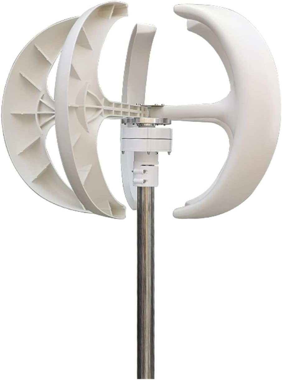Wind Turbine, 1500W Wind Turbine Lantern Wind Turbine Vertical 12V 24V Motor Quick Start Home Farm Hybrid Street Light with MPPT Controller(White,Without Controller_12V)
