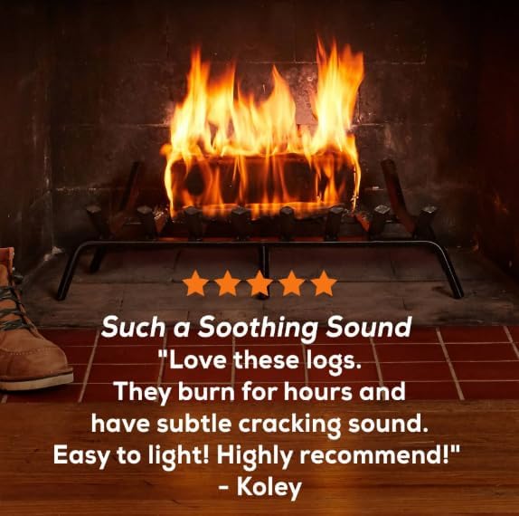 Duraflame Crackleflame Firelogs – Cozy Crackling Fireplace Logs, Fast Lighting in Under 5 Minutes, Burns 80% Cleaner Than Wood, Indoor/Outdoor Use (2 Cases + Matches)