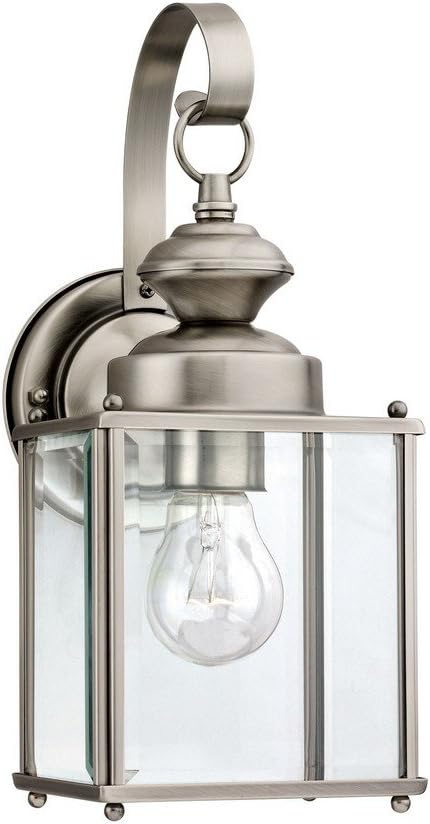 Sea Gull Lighting 8457-965 Jamestowne Transitional One - Light Outdoor Wall Lantern Outside Fixture, Antique Brushed Nickel Finish
