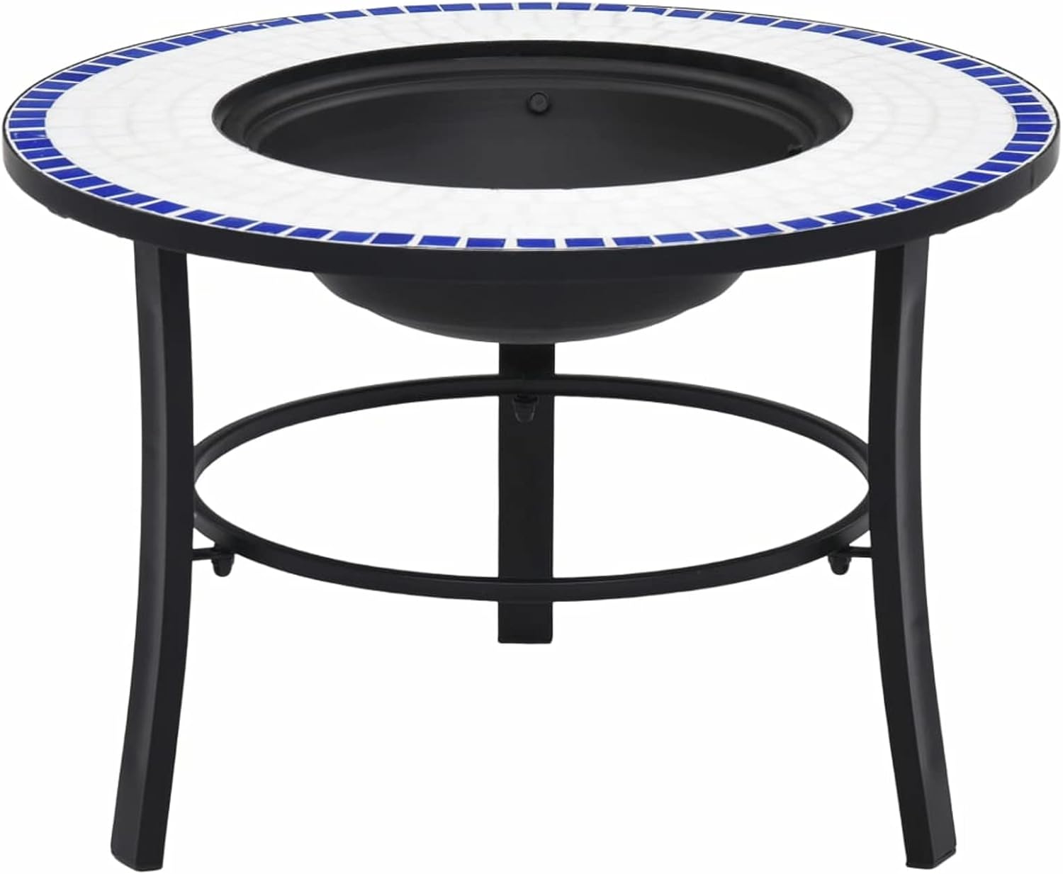 Mosaic Ceramic Fire Bowl Blue and White 68 cm Outdoor Fire Pit Garden Fire Pit Fire Bowl Black for Garden Terrace